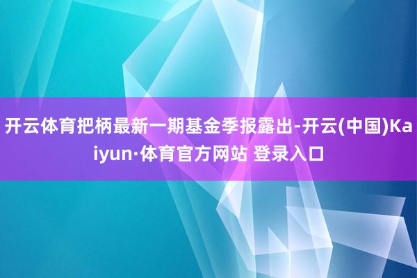 开云体育把柄最新一期基金季报露出-开云(中国)Kaiyun·体育官方网站 登录入口